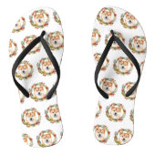 Shiba Inu Kerstkrans feestelijke pup Teenslippers (Voetbed)