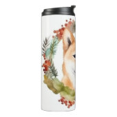 Shiba Inu Kerstkrans feestelijke pup Thermosbeker (Gedraaid links)