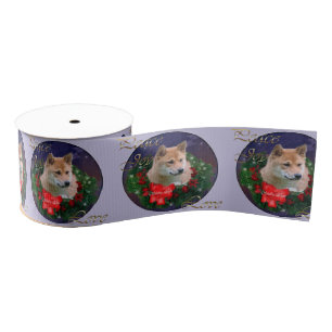 Shiba Inu Kerstkrans Grosgrain Lint