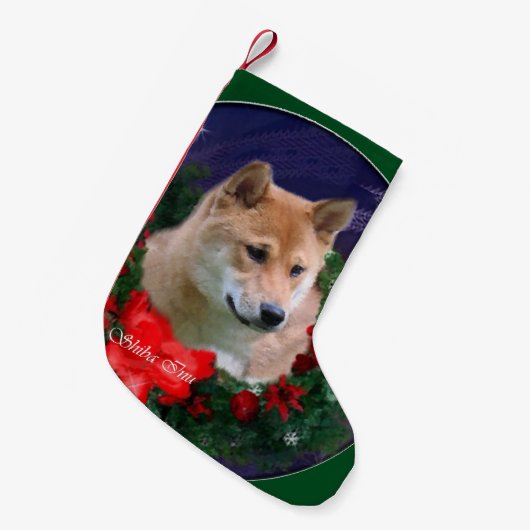 Shiba Inu Kerstkrans Kleine Kerstsok (Voorkant (Hangend))
