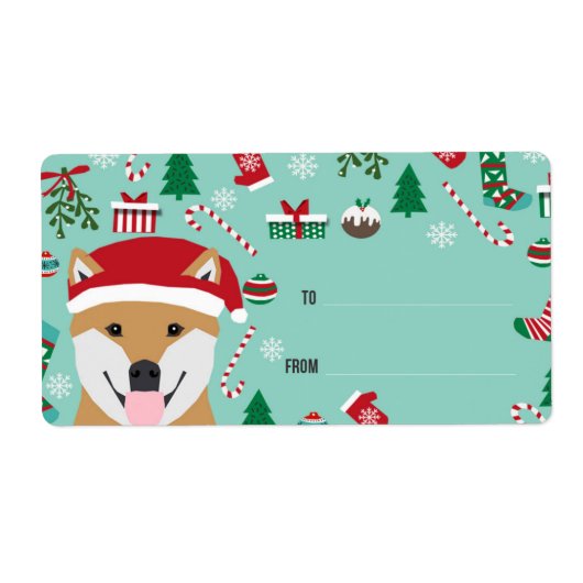 Shiba Inu Kerstlabels - doge kerst Etiket (Voorkant)