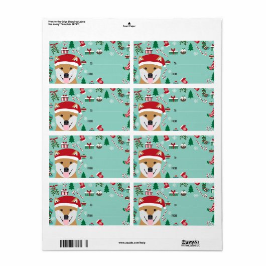 Shiba Inu Kerstlabels - doge kerst Etiket (Full Sheet)