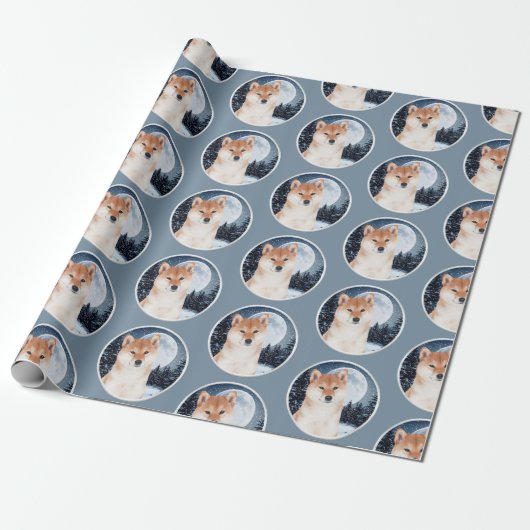 Shiba Inu kerstpapier Cadeaupapier (Uitgerold)