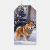 Shiba Inu Laat Het Sneeuw Kerstmis Cadeaulabel (Achterkant)