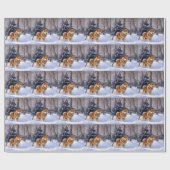 Shiba Inu Laat Het Sneeuw Kerstmis Cadeaupapier (Vlak)