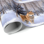 Shiba Inu Laat Het Sneeuw Kerstmis Cadeaupapier (Rol Hoek)