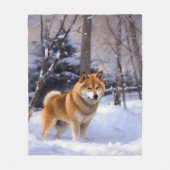 Shiba Inu Laat Het Sneeuw Kerstmis Fleece Deken (Voorkant)