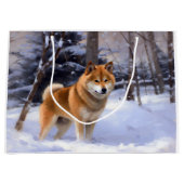Shiba Inu Laat Het Sneeuw Kerstmis Groot Cadeauzakje (Voorkant)