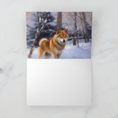 Shiba Inu Laat Het Sneeuw Kerstmis Kaart (Binnen)