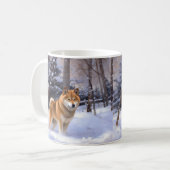 Shiba Inu Laat Het Sneeuw Kerstmis Koffiemok (Voorkant links)