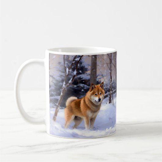 Shiba Inu Laat Het Sneeuw Kerstmis Koffiemok (Links)