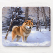 Shiba Inu Laat Het Sneeuw Kerstmis Muismat (Voorkant)
