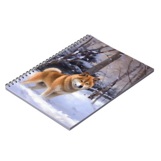 Shiba Inu Laat Het Sneeuw Kerstmis Notitieboek (Linkerzijde)