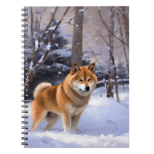 Shiba Inu Laat Het Sneeuw Kerstmis Notitieboek (Voorkant)