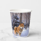 Shiba Inu Laat Het Sneeuw Kerstmis Papieren Bekers (Achterkant)
