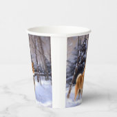 Shiba Inu Laat Het Sneeuw Kerstmis Papieren Bekers (Rechts)