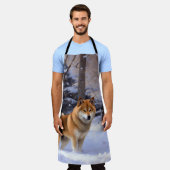 Shiba Inu Laat Het Sneeuw Kerstmis Schort (Gedragen)