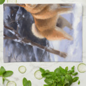 Shiba Inu Laat Het Sneeuw Kerstmis Theedoek (Gevouwen)