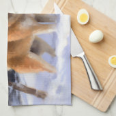 Shiba Inu Laat Het Sneeuw Kerstmis Theedoek (Quarter Fold)