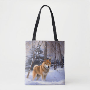Shiba Inu Laat Het Sneeuw Kerstmis Tote Bag