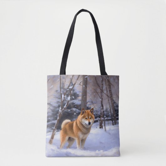 Shiba Inu Laat Het Sneeuw Kerstmis Tote Bag (Voorkant)