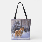 Shiba Inu Laat Het Sneeuw Kerstmis Tote Bag (Achterkant)