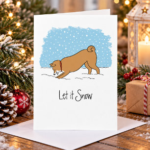 Shiba Inu Laat het Sneeuwen - Gelukkig Kerstmis Feestdagen Kaart