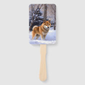 Shiba Inu Laat het Sneeuwen Kerstmis Handwaaier (Voorkant)
