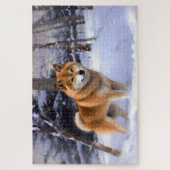 Shiba Inu Laat het Sneeuwen Kerstmis Legpuzzel (Verticaal)