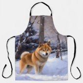 Shiba Inu Laat het Sneeuwen Kerstmis Schort (Voorkant)