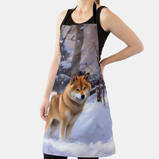 Shiba Inu Laat het Sneeuwen Kerstmis Schort (Insitu)