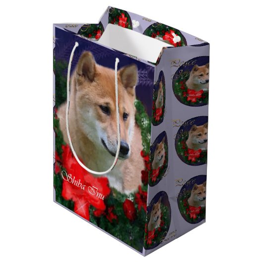 Shiba Inu Liefhebbers Kerstmis Medium Cadeauzakje (Achterkant Gekanteld)