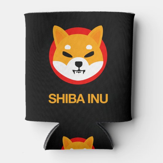 Shiba Inu Logo en tekst onder Afbeelding Blikjeskoeler (Voorkant)