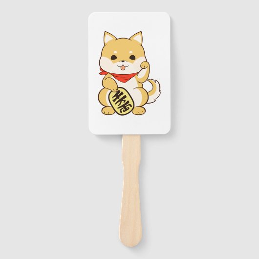 Shiba Inu Lucky Cat Pose Handwaaier (Voorkant)