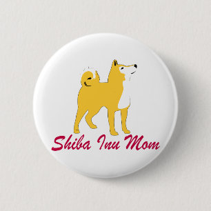 Shiba Inu mama Ronde Button 5,7 Cm