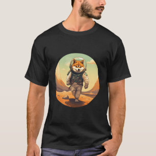 Shiba Inu Mars Grappige Hond Astronaut T-shirt