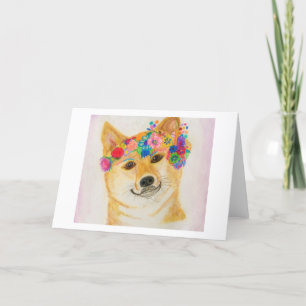 Shiba Inu Meisje Kaart<Blank Inside> Aankondiging