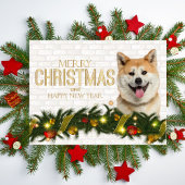 Shiba Inu Merry Happy Nieuwjaar Feestdagenkaart