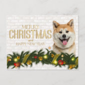 Shiba Inu Merry Happy Nieuwjaar Feestdagenkaart (Voorkant)