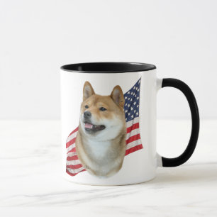 Shiba Inu met Amerikaanse vlag Mok