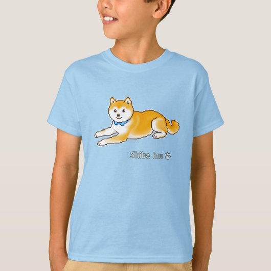 Shiba Inu met een lichtblauwe kraag T-shirt (Voorkant)