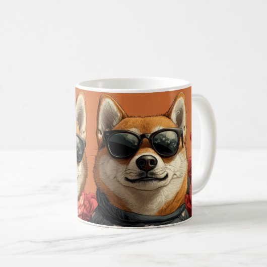 Shiba Inu met Hart Rozen Valentijnsdag Koffiemok (Voorkant rechts)