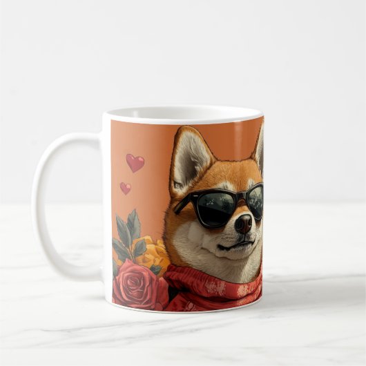 Shiba Inu met Hart Rozen Valentijnsdag Koffiemok (Links)