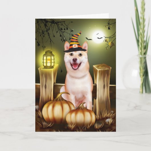Shiba Inu met heks Pet Halloween Kaart (Voorkant)