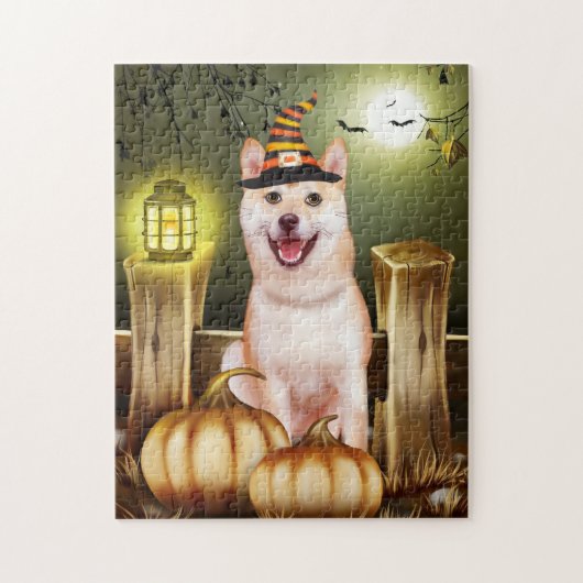 Shiba Inu met heks Pet Halloween Legpuzzel (Verticaal)