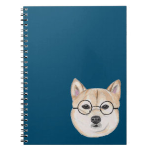Shiba Inu met overmaatse ronde omhulde bril Notitieboek