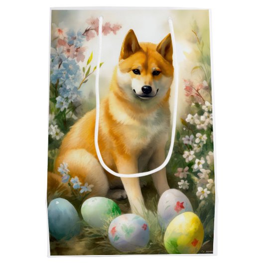Shiba Inu met paaseieren vakantie Medium Cadeauzakje (Achterkant)