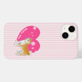 Shiba Inu met roze hart en stripes Case-Mate iPhone Case (Achterkant (horizontaal))
