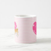 Shiba Inu met roze hart en stripes Koffiemok (Center)