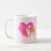 Shiba Inu met roze hart en stripes Koffiemok (Links)